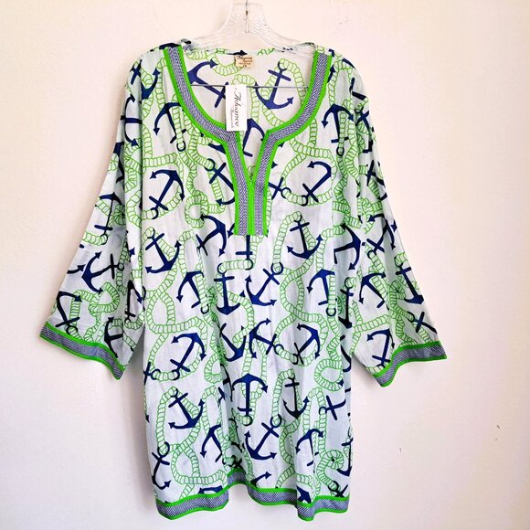 Advance Apparels Coastal Cotton Top Print Anchor Knot Multicolor Size 2X… - Picture 1 of 13